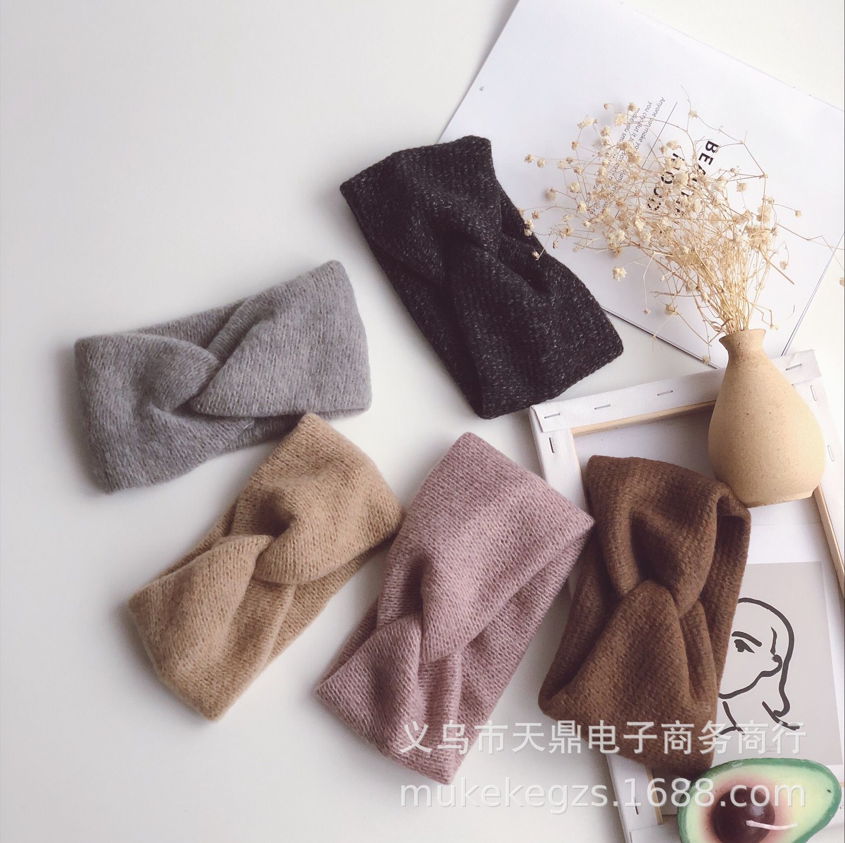 Autumn and Winter Personalized All-Match Children&#039;s Knitted Hair Band Colored Thread Cross Type Simple Baby Wool Hair Accessories Headband