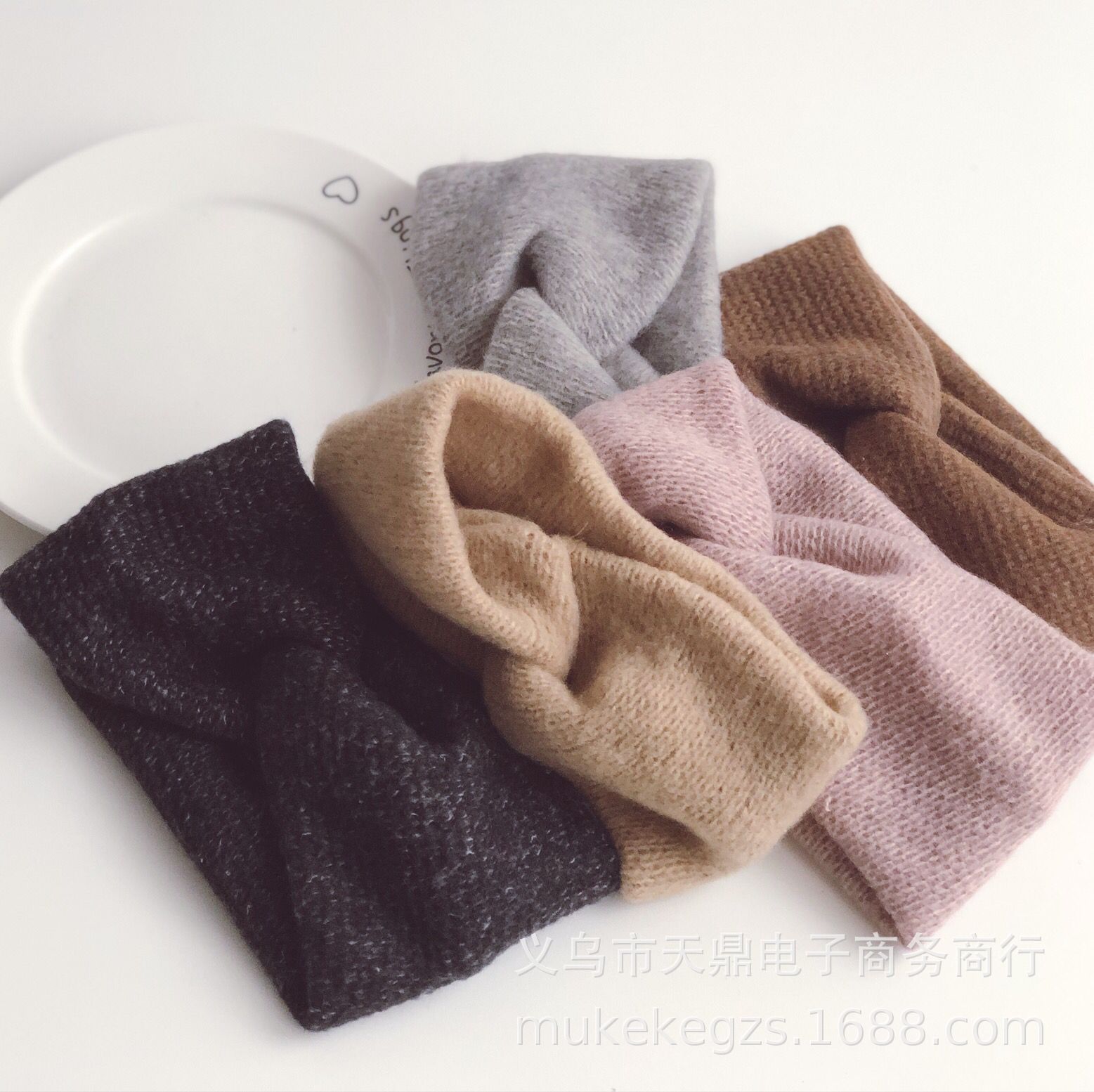 Autumn and Winter Personalized All-Match Children's Knitted Hair Band Colored Thread Cross Type Simple Baby Wool Hair Accessories Headband