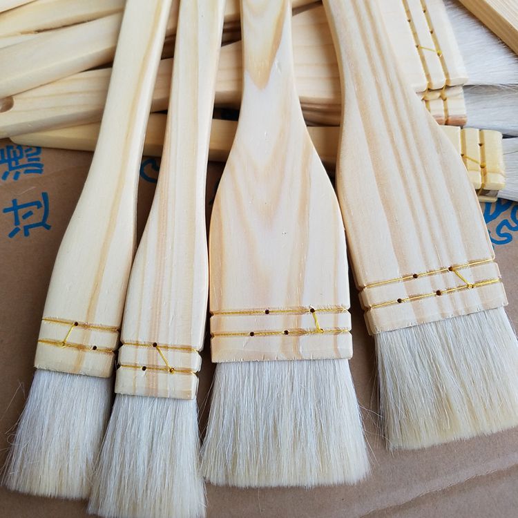 Wooden Handle Thread Wool Brush Baking Brush Barbecue Egg Liquid Cake Moon Cake Oil Brush  Wool