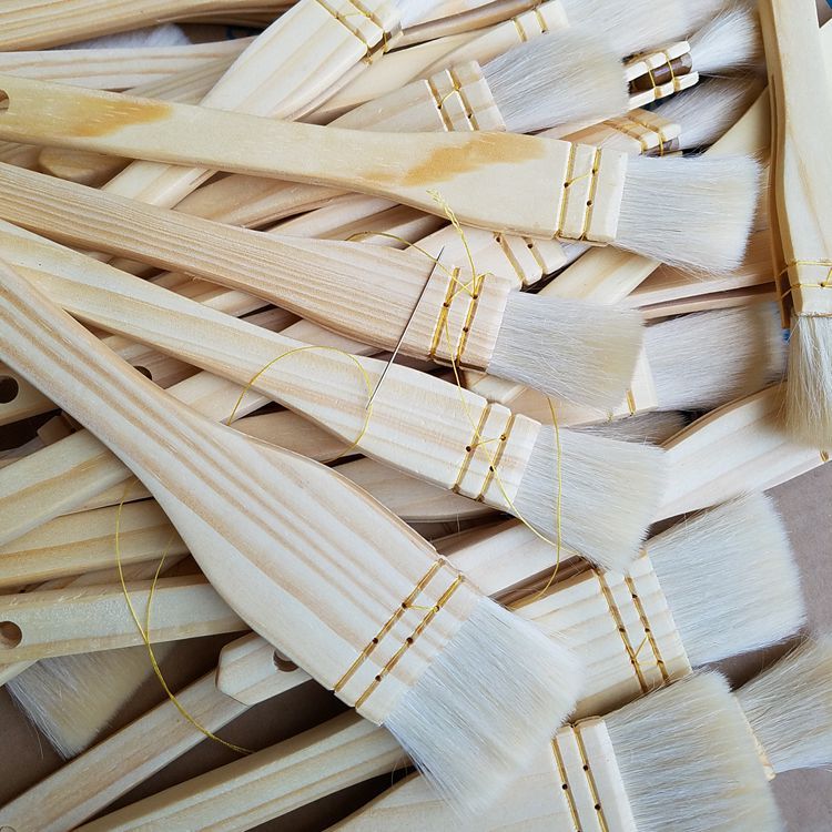 Wooden Handle Thread Wool Brush Baking Brush Barbecue Egg Liquid Cake Moon Cake Oil Brush  Wool