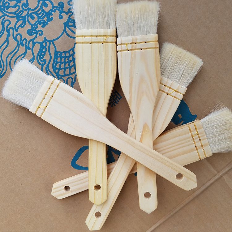 Wooden Handle Thread Wool Brush Baking Brush Barbecue Egg Liquid Cake Moon Cake Oil Brush  Wool