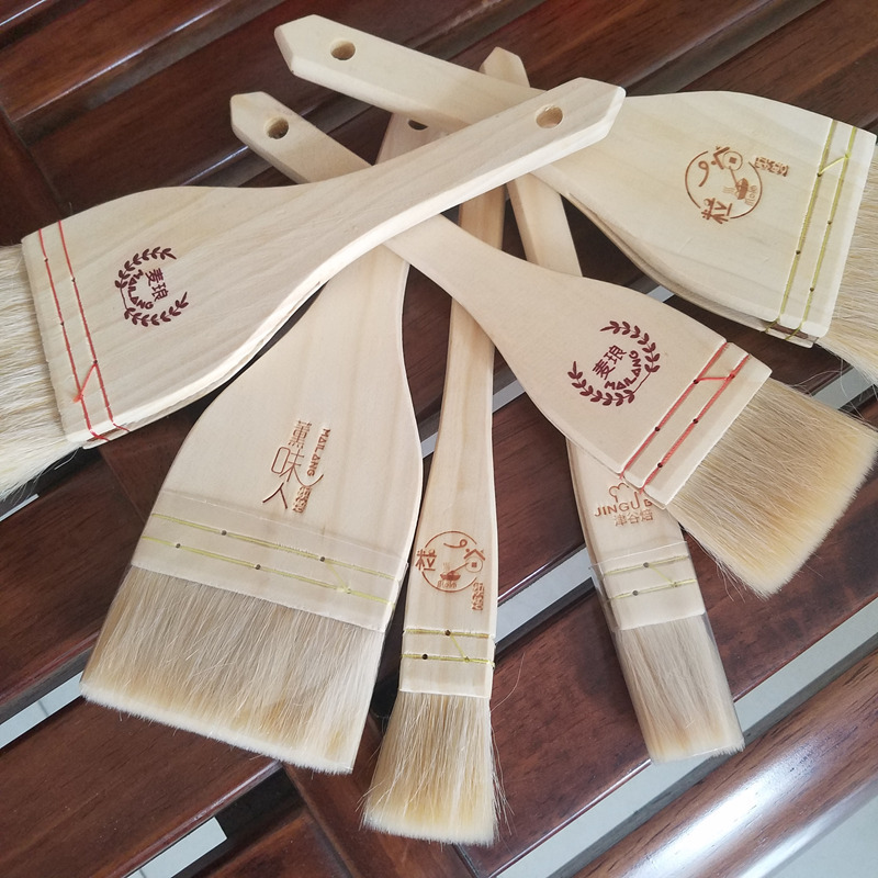 Wooden Handle Thread Wool Brush Baking Brush Barbecue Egg Liquid Cake Moon Cake Oil Brush  Wool