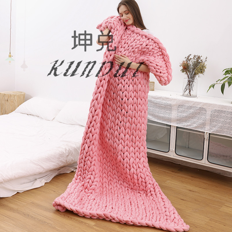 Amazon Nordic Coarse Yarn Hand Woven Blanket Blanket Knitted Blanket Wool Blanket Sofa Blanket Thick Thread Blanket
