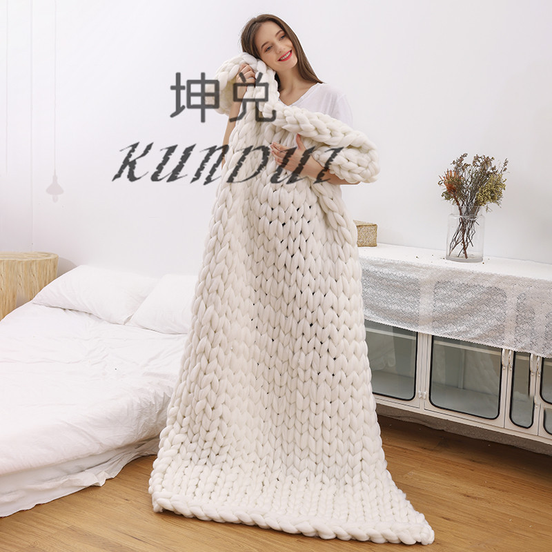 Amazon Nordic Coarse Yarn Hand Woven Blanket Blanket Knitted Blanket Wool Blanket Sofa Blanket Thick Thread Blanket Amazon Nordic Coarse Yarn Hand Woven Blanket Blanket Knitted Blanket Wool Blanket Sofa Blanket Thick Thread Blanket
