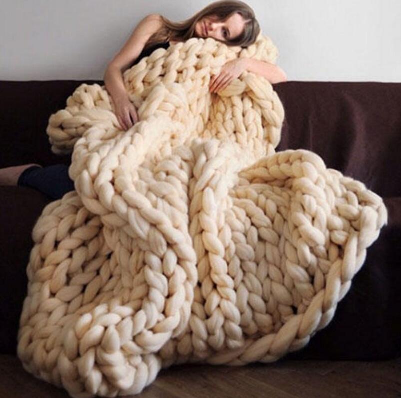 Amazon Nordic Coarse Yarn Hand Woven Blanket Blanket Knitted Blanket Wool Blanket Sofa Blanket Thick Thread Blanket