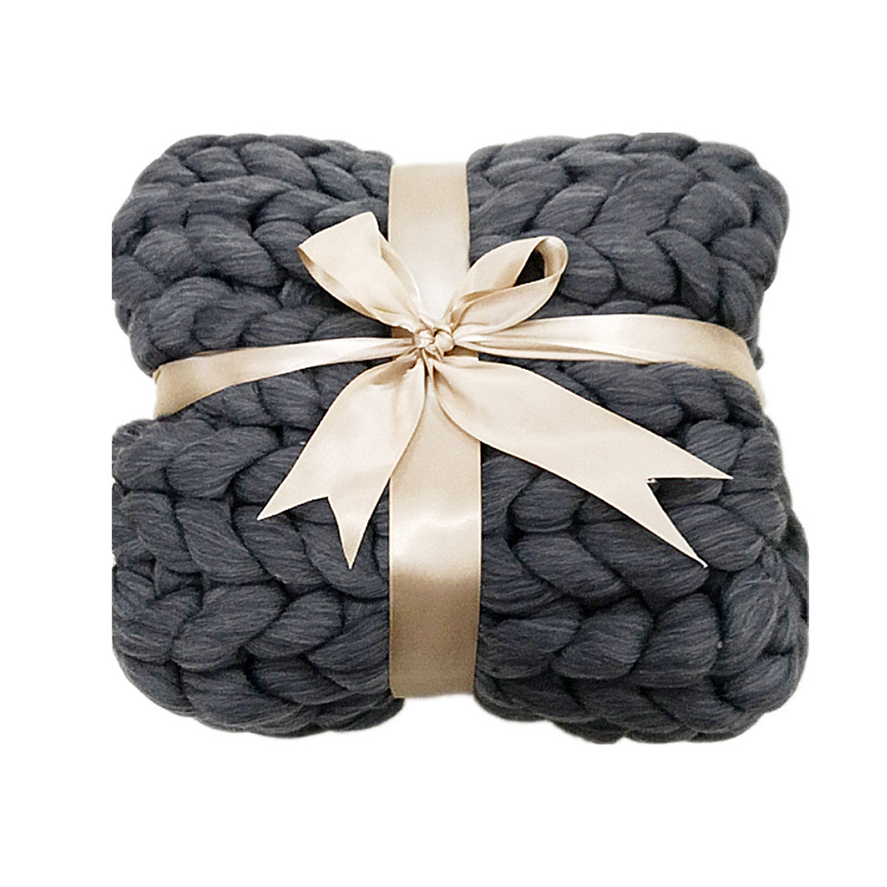Amazon Nordic Coarse Yarn Hand Woven Blanket Blanket Knitted Blanket Wool Blanket Sofa Blanket Thick Thread Blanket
