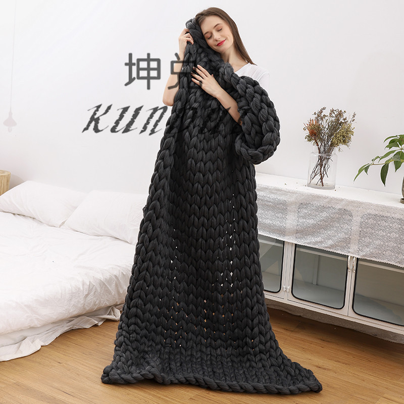 Amazon Nordic Coarse Yarn Hand Woven Blanket Blanket Knitted Blanket Wool Blanket Sofa Blanket Thick Thread Blanket Amazon Nordic Coarse Yarn Hand Woven Blanket Blanket Knitted Blanket Wool Blanket Sofa Blanket Thick Thread Blanket