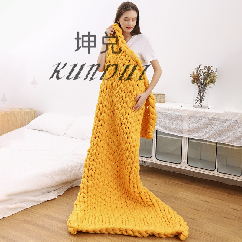Amazon Nordic Coarse Yarn Hand Woven Blanket Blanket Knitted Blanket Wool Blanket Sofa Blanket Thick Thread Blanket Amazon Nordic Coarse Yarn Hand Woven Blanket Blanket Knitted Blanket Wool Blanket Sofa Blanket Thick Thread Blanket