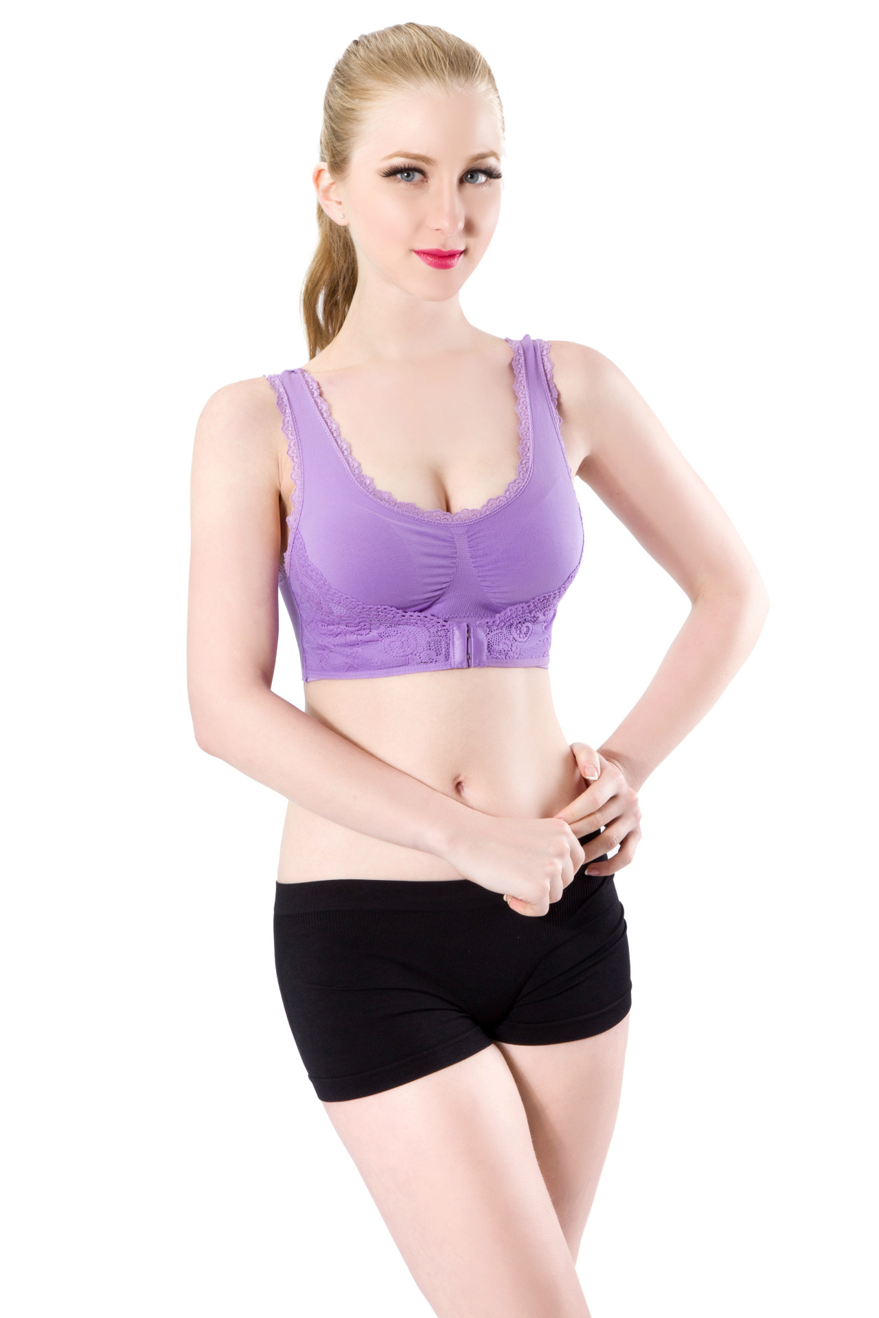 "Factory direct" front Velcro shockproof sports bra seamless sports bra style above gathered Bras wholesale