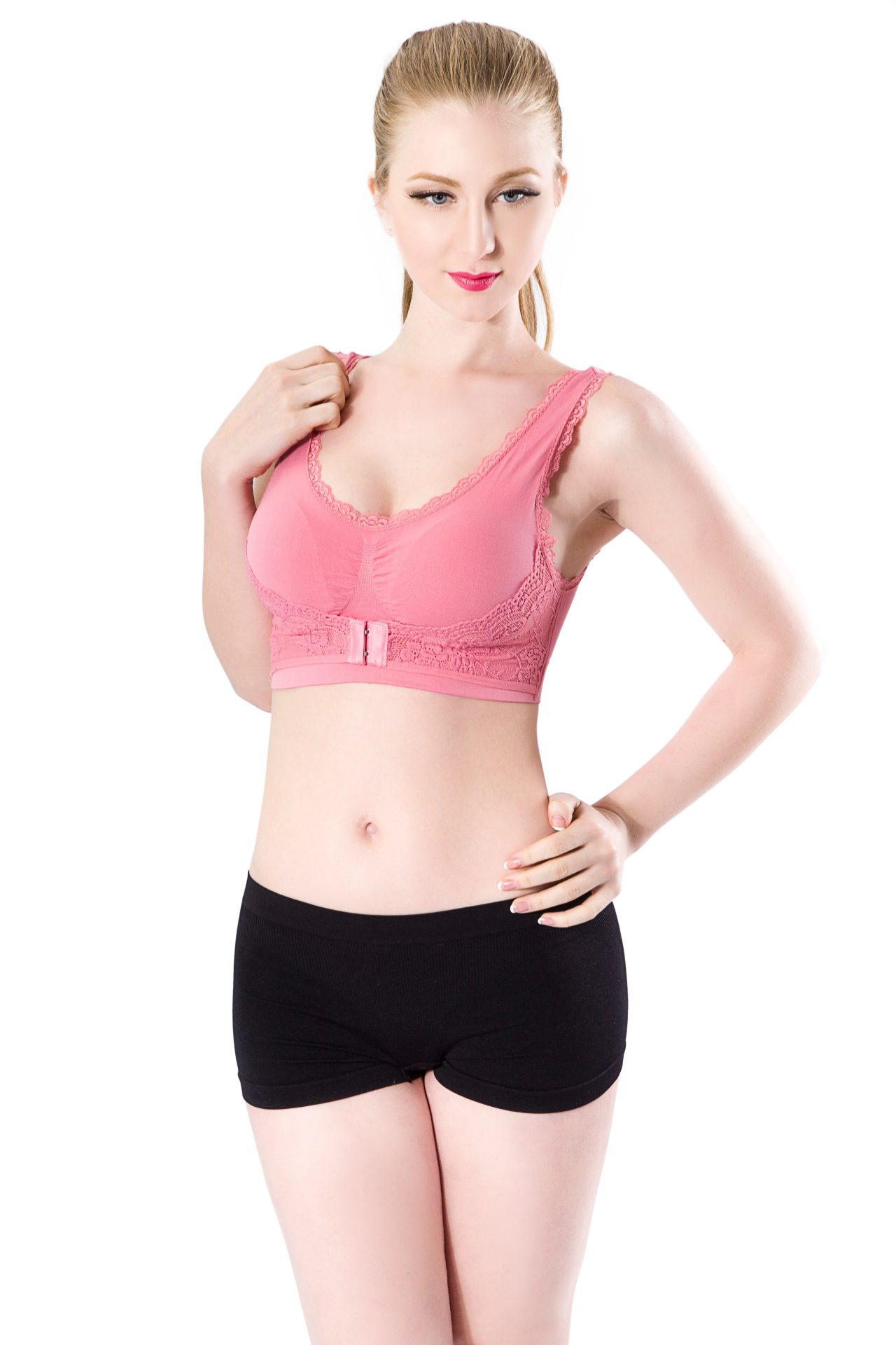"Factory direct" front Velcro shockproof sports bra seamless sports bra style above gathered Bras wholesale