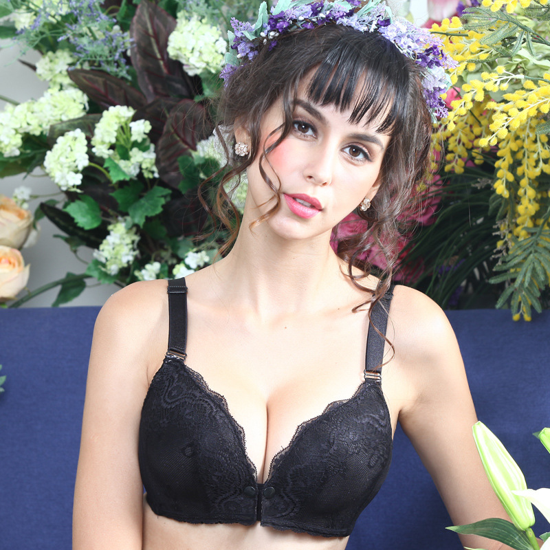 Breastfeeding Push up Bras Lace Edge Pregnancy Bra Postpartum Pregnant Women Bra Full Cup without Steel Ring Top Open Buckle Cover