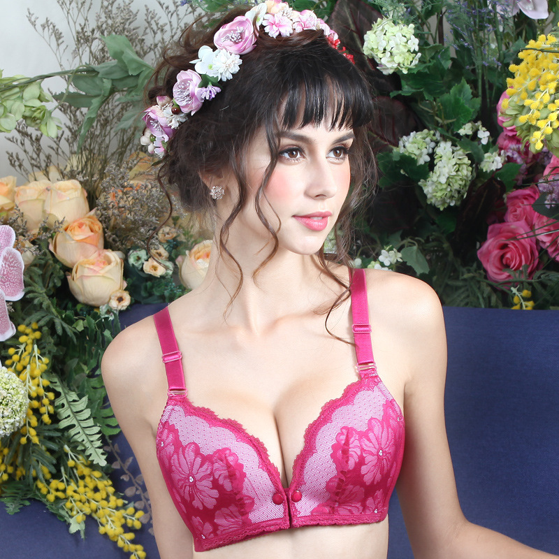Breastfeeding Push up Bras Lace Edge Pregnancy Bra Postpartum Pregnant Women Bra Full Cup without Steel Ring Top Open Buckle Cover