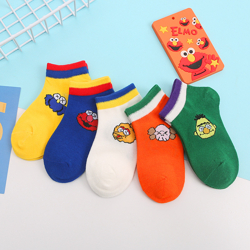 5 Pairs of Children Children&#039;s Socks Spring and Summer Mesh Cotton Socks Thin Socks Fashion Striped Short Tube Boys and Girls Socks Children&#039;s Socks Wholesale