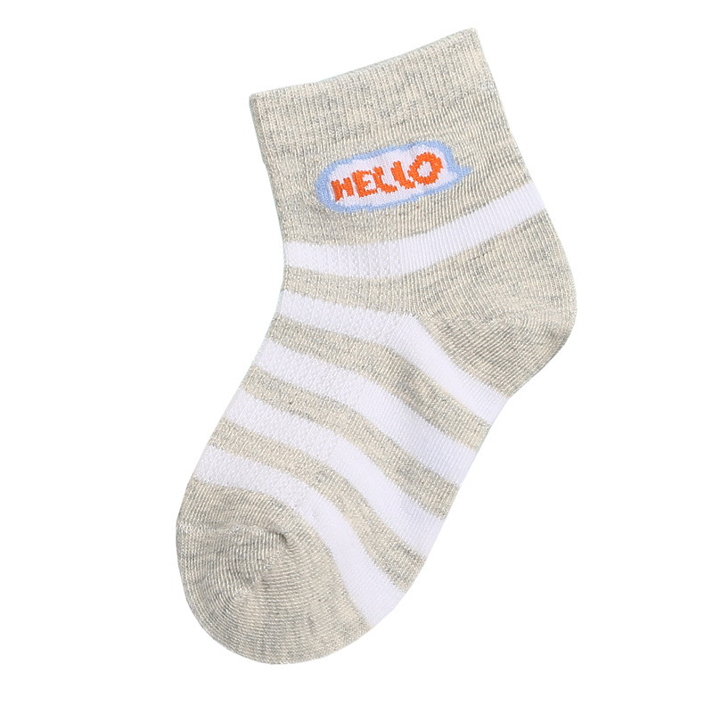 5 Pairs of Children Children&#039;s Socks Spring and Summer Mesh Cotton Socks Thin Socks Fashion Striped Short Tube Boys and Girls Socks Children&#039;s Socks Wholesale