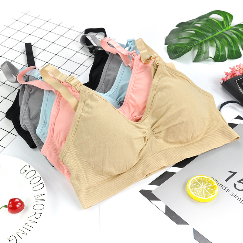 Push up Bras Wireless Front Buckle Bra Nursing AntiOverflow Large Size Postpartum Mummy Underwear for Women