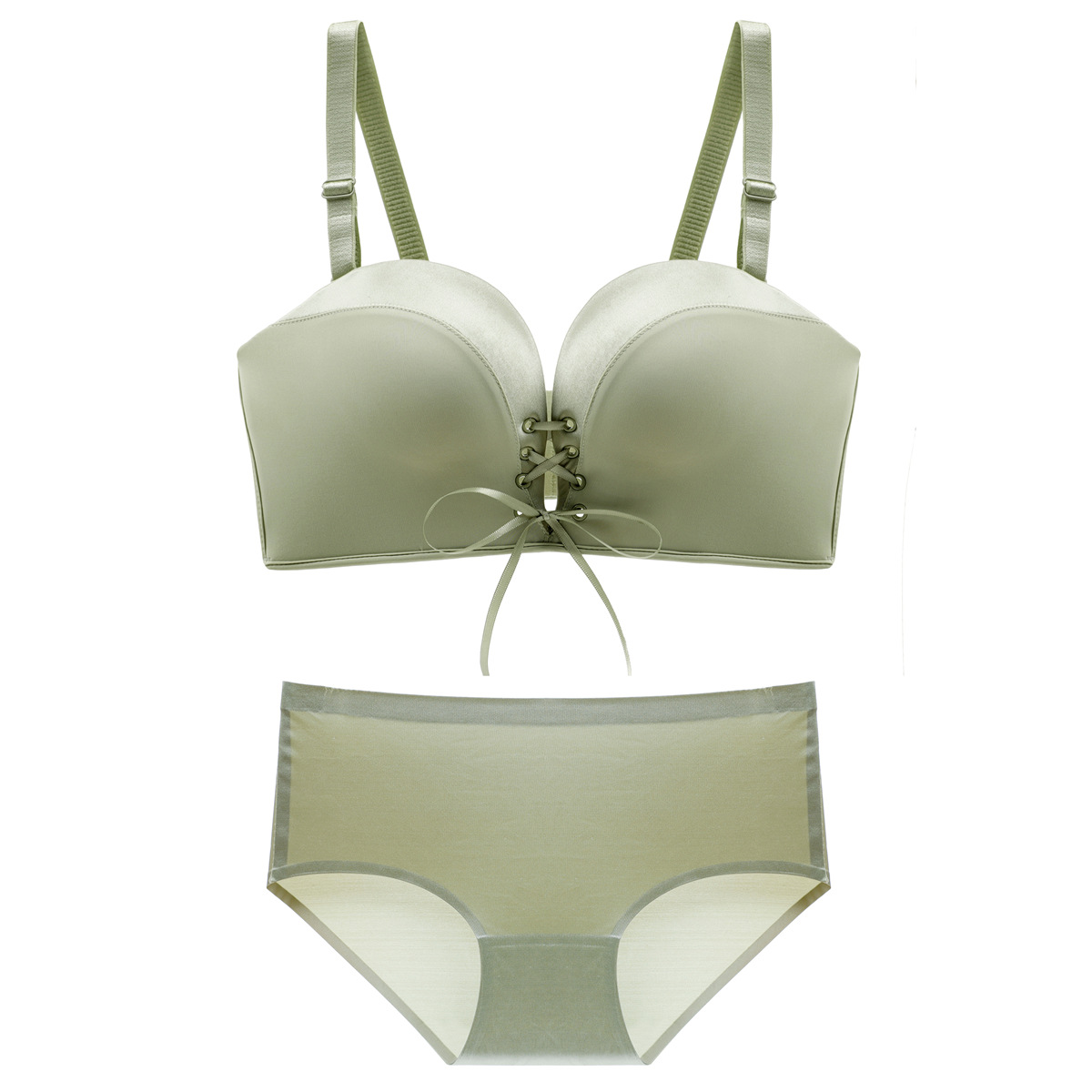 New Glossy Drawstring Wireless Push up Bras Small Chest Seamless Adjusting Girl Lingerie Set Bra Non-Slip