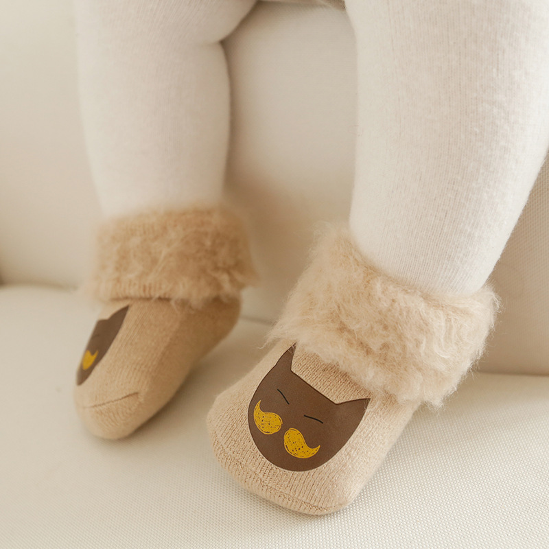 New Style for Autumn and Winter Brushed and Thick Baby Socks Cartoon Boots N Baby Socks 0135 Years Old Children&#039;s Socks