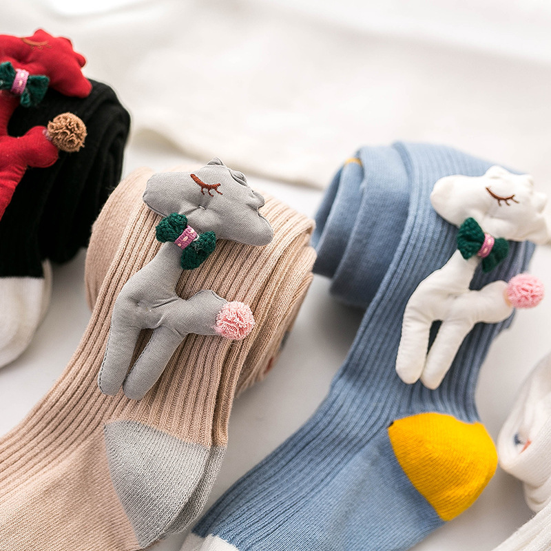 Spring and Autumn 2020 new children&#039;s tights combed cotton cartoon one-piece baby socks doll leggings