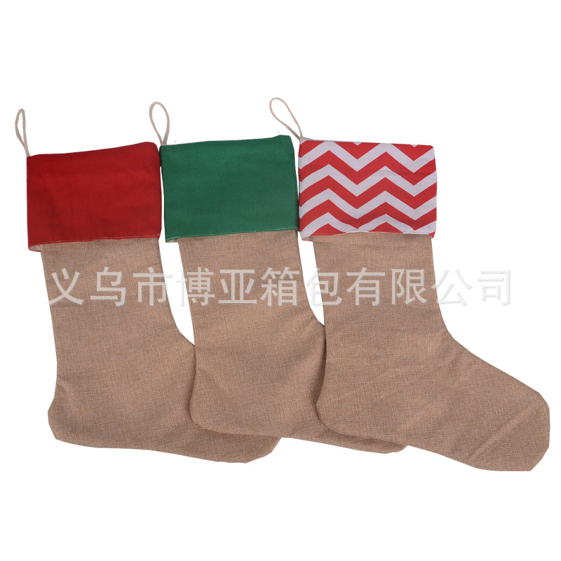 Christmas Gift Bag Christmas Socks Imitation Hemp Cotton Christmas Candy Bag Cartoon Children's Christmas Gift Bag