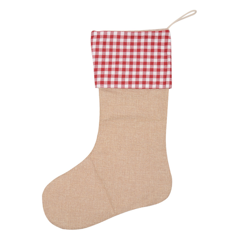Christmas Gift Bag Christmas Socks Imitation Hemp Cotton Christmas Candy Bag Cartoon Children's Christmas Gift Bag
