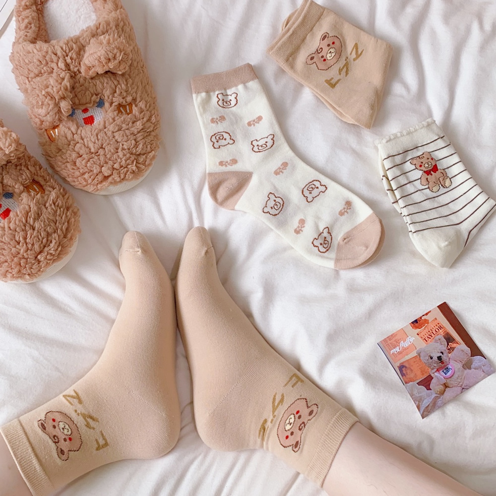 Cute Japanese Style Socks Children Ins Trendy Autumn and Winter Internet Celebrity Tube Socks Korean Cartoon Bear Stockings Vintage Stripe Cute Japanese Style Socks Children Ins Trendy Autumn and Winter Internet Celebrity Tube Socks Korean Cartoon Bear Stockings Vintage Stripe