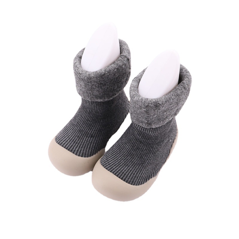 2021 Winter Children Sock Sneakers Thermal Soft Soled Snow Socks Toddler Shoes Solid Color Flanging Baby Indoor Shoes