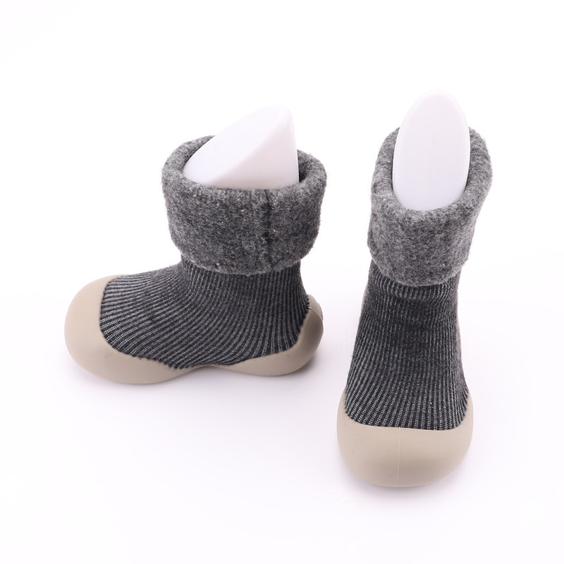 2021 Winter Children Sock Sneakers Thermal Soft Soled Snow Socks Toddler Shoes Solid Color Flanging Baby Indoor Shoes