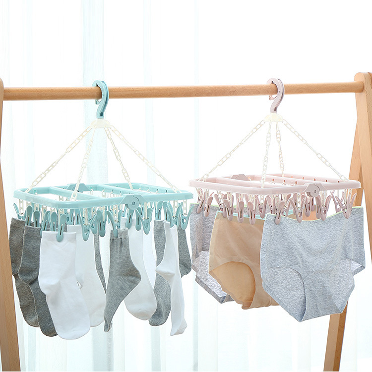 Clothes Hanger Adult Plastic MultiClip Children Baby Socks Rack Hanging Household Hanger Windproof Clothes Hanger