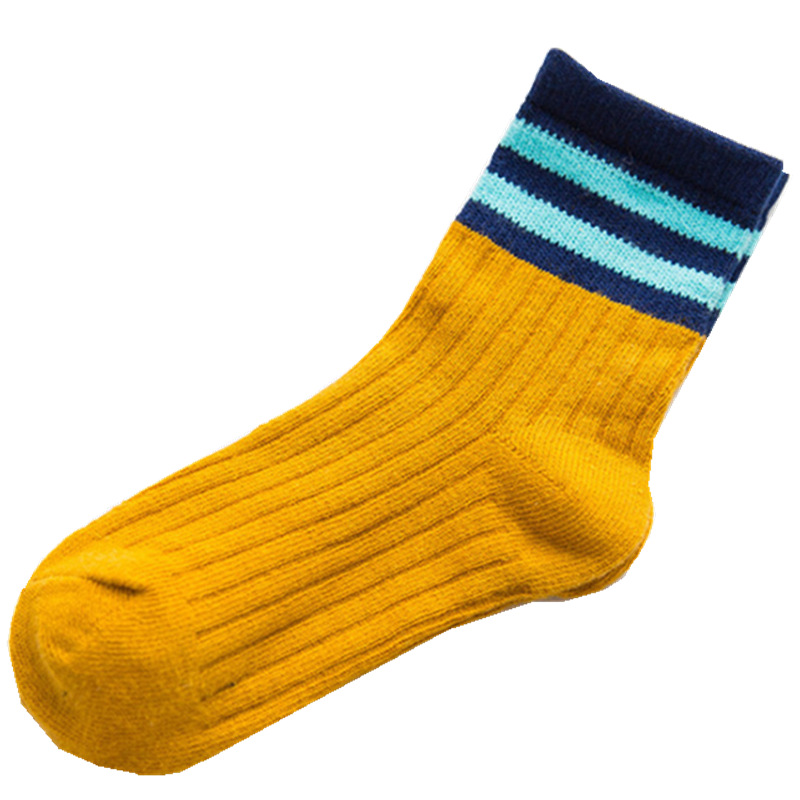 Cotton Socks Baby&#039;s Socks Children&#039;s Socks Combed Cotton Striped Two Bars Baby&#039;s Socks MidCalf Students&#039; Socks