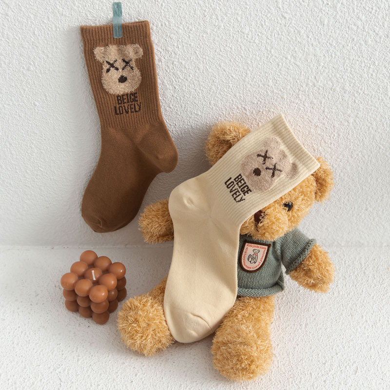 INS Trendy Autumn Sports Cartoon Funny Creative Tube Socks Children Japanese College Style Bear Long Socks
