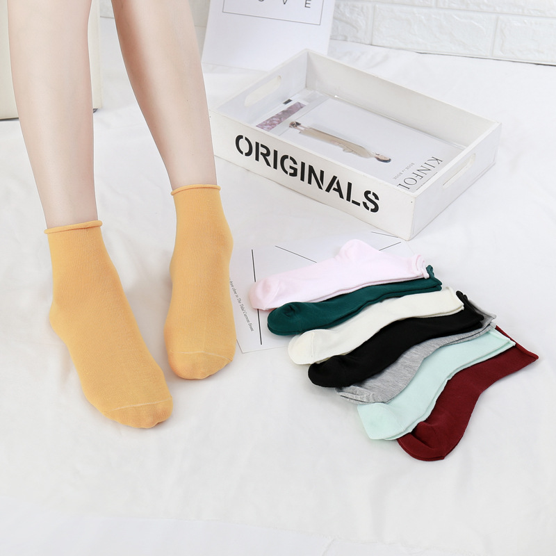 Ins Socks Whole Candy Color Curling Loose Women&#039;s Socks Solid Color Women&#039;s MidCalf Length Sock Warm Stockings Children