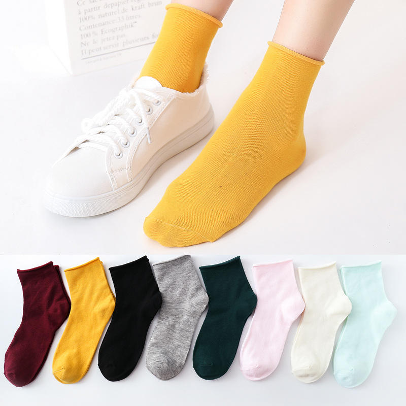 Ins Socks Whole Candy Color Curling Loose Women&#039;s Socks Solid Color Women&#039;s MidCalf Length Sock Warm Stockings Children