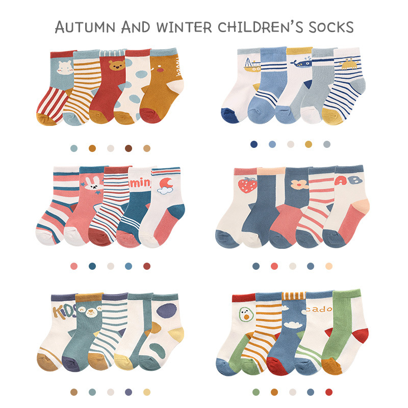 Socks Whole Zhuo Shang Cotton Children&#039;s Socks Autumn and Winter Cartoon Animal Boys and Girls Baby Baby Socks