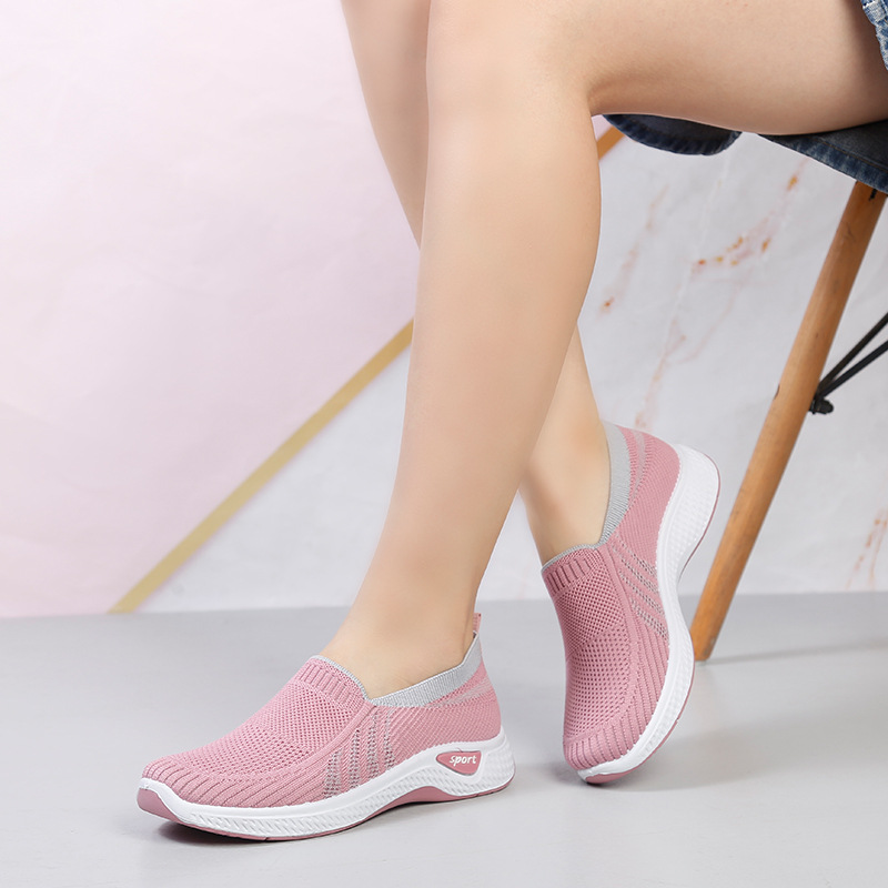 Flying Woven Socks Women&#039;s Shoes Casual Shoes Soft Bottom MiddleAged and Elderly Mom Shoes Foreign Trade Pumps Women&#039;s