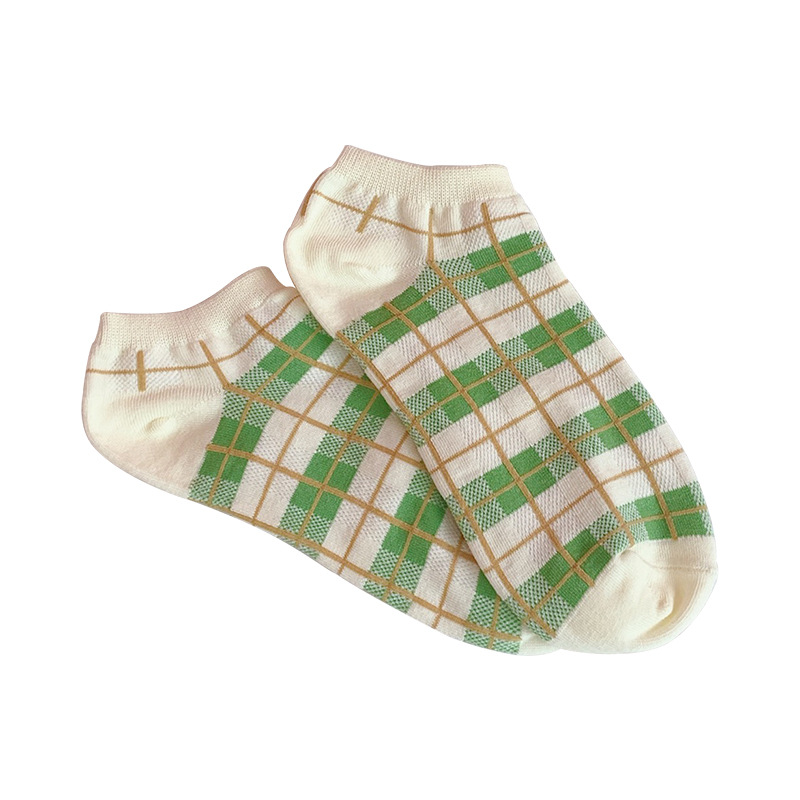 Women&#039;s Socks Korean Style Socks Harajuku Style Ins Trendy Avocado Green Spring and Summer Thin Women&#039;s Low Top Socks