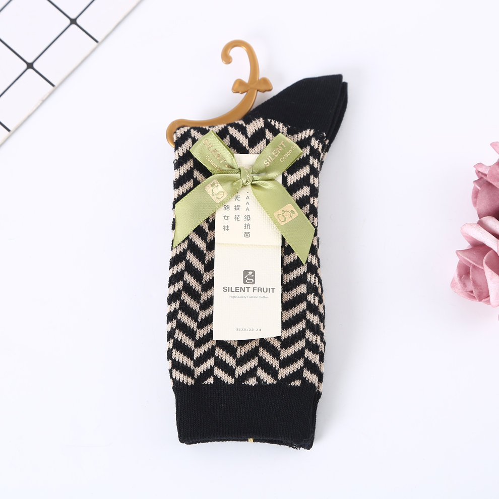 Two-Tone Twill Interwoven Jacquard-Free Two-Way Women&#039;s Socks Comfortable Breathable AAA Grade Antibacterial Women&#039;s Socks Size 22-24