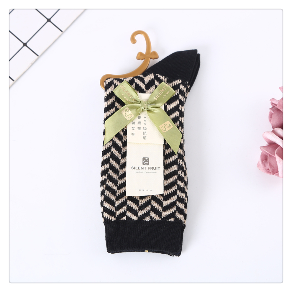 Two-Tone Twill Interwoven Jacquard-Free Two-Way Women's Socks Comfortable Breathable AAA Grade Antibacterial Women's Socks Size 22-24
