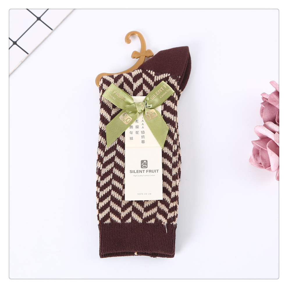 Two-Tone Twill Interwoven Jacquard-Free Two-Way Women's Socks Comfortable Breathable AAA Grade Antibacterial Women's Socks Size 22-24