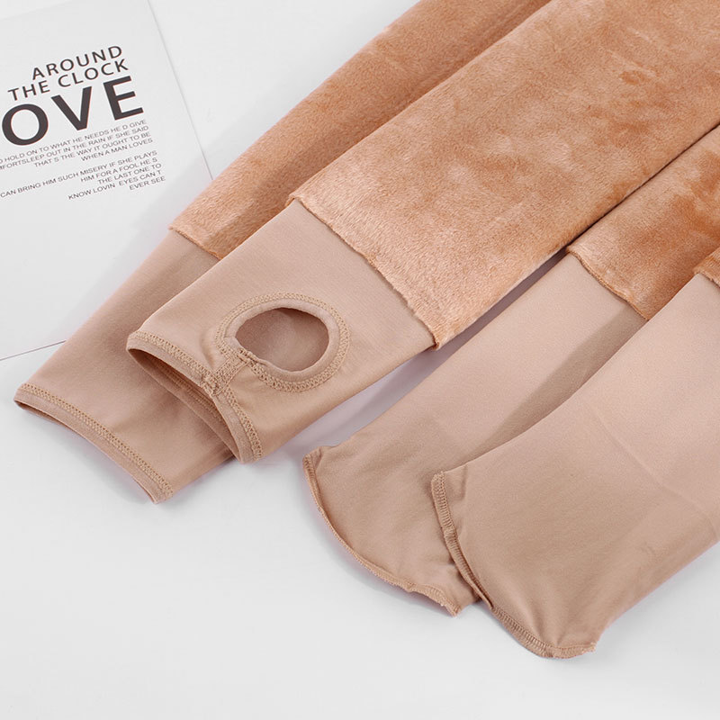 Spring Fleece-Lined Thickened Women&#039;s Leggings Pantyhose Mink Soft Mask Warm-Keeping Pants Superb Fleshcolor Pantynose Fake Transparent Socks