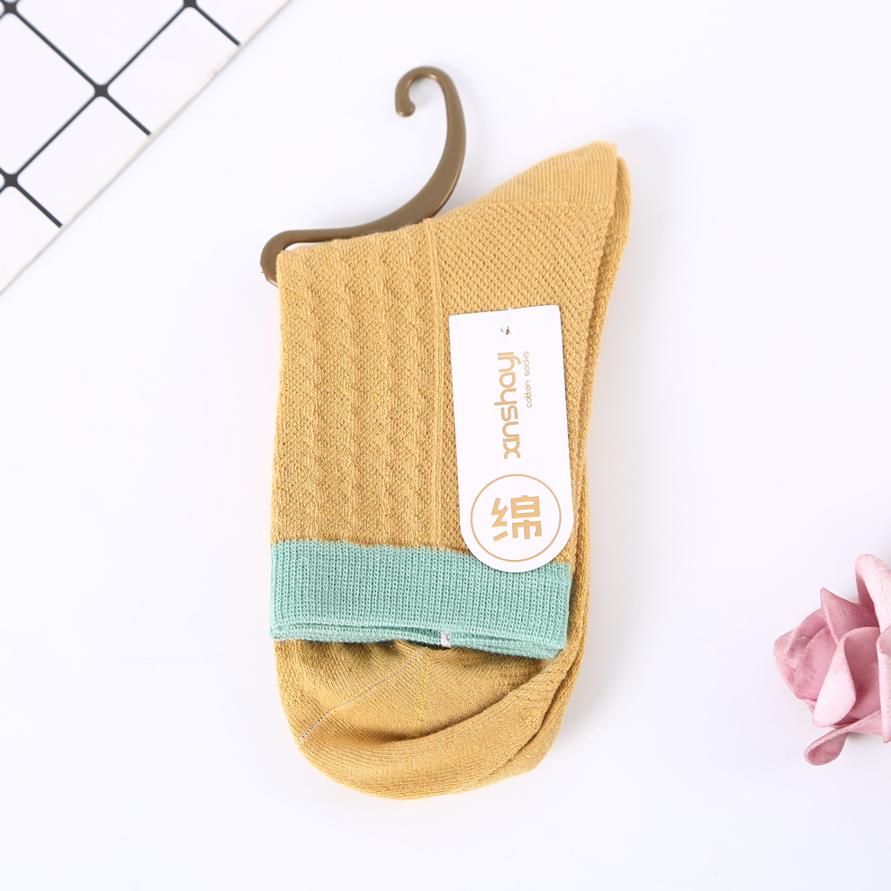 Fashion Small Fresh Color Matching Cotton Fabric Business Women&#039;s Socks Multi-Color Double Needle Stockings Ladies Casual Cotton Socks