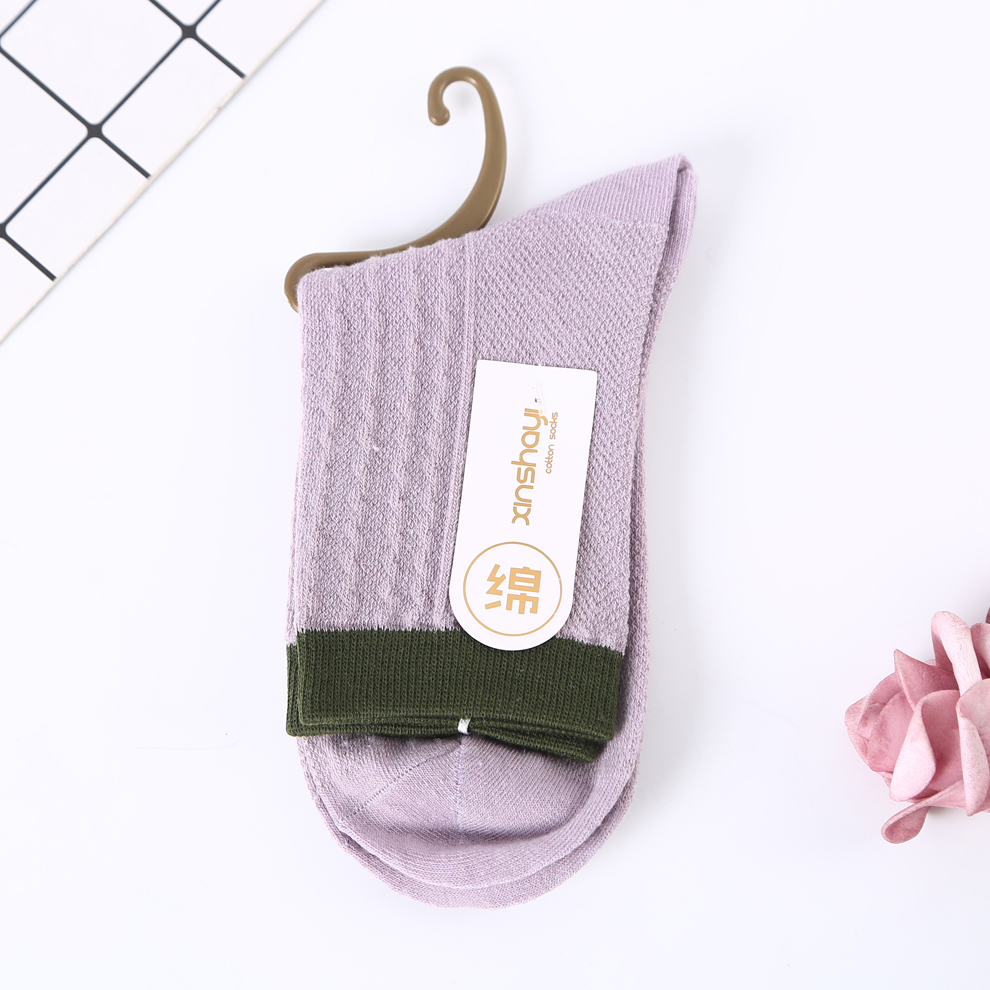 Fashion Small Fresh Color Matching Cotton Fabric Business Women&#039;s Socks Multi-Color Double Needle Stockings Ladies Casual Cotton Socks