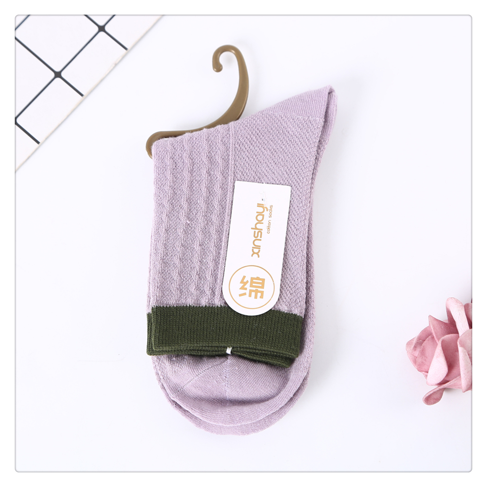 Fashion Small Fresh Color Matching Cotton Fabric Business Women's Socks Multi-Color Double Needle Stockings Ladies Casual Cotton Socks Fashion Small Fresh Color Matching Cotton Fabric Business Women's Socks Multi-Color Double Needle Stockings Ladies Casual Cotton Socks