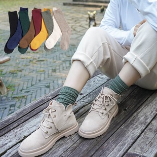 socks Mid Tube Stockings Korean Style Women's All Cotton Socks Cute Cartoon Bear Lady Long Socks Factory Wholesale