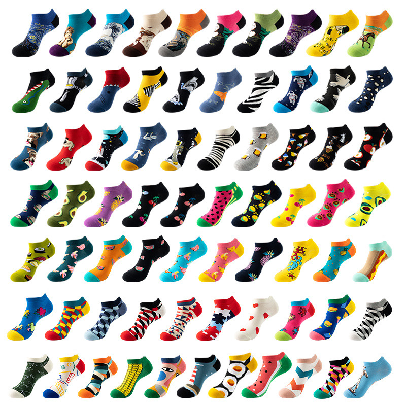 Trendy Socks Ankle Socks Men&#039;s Socks Women&#039;s Spring and Summer Low Cut Thin Socks Oil Painting Avocado Trendy Socks in S
