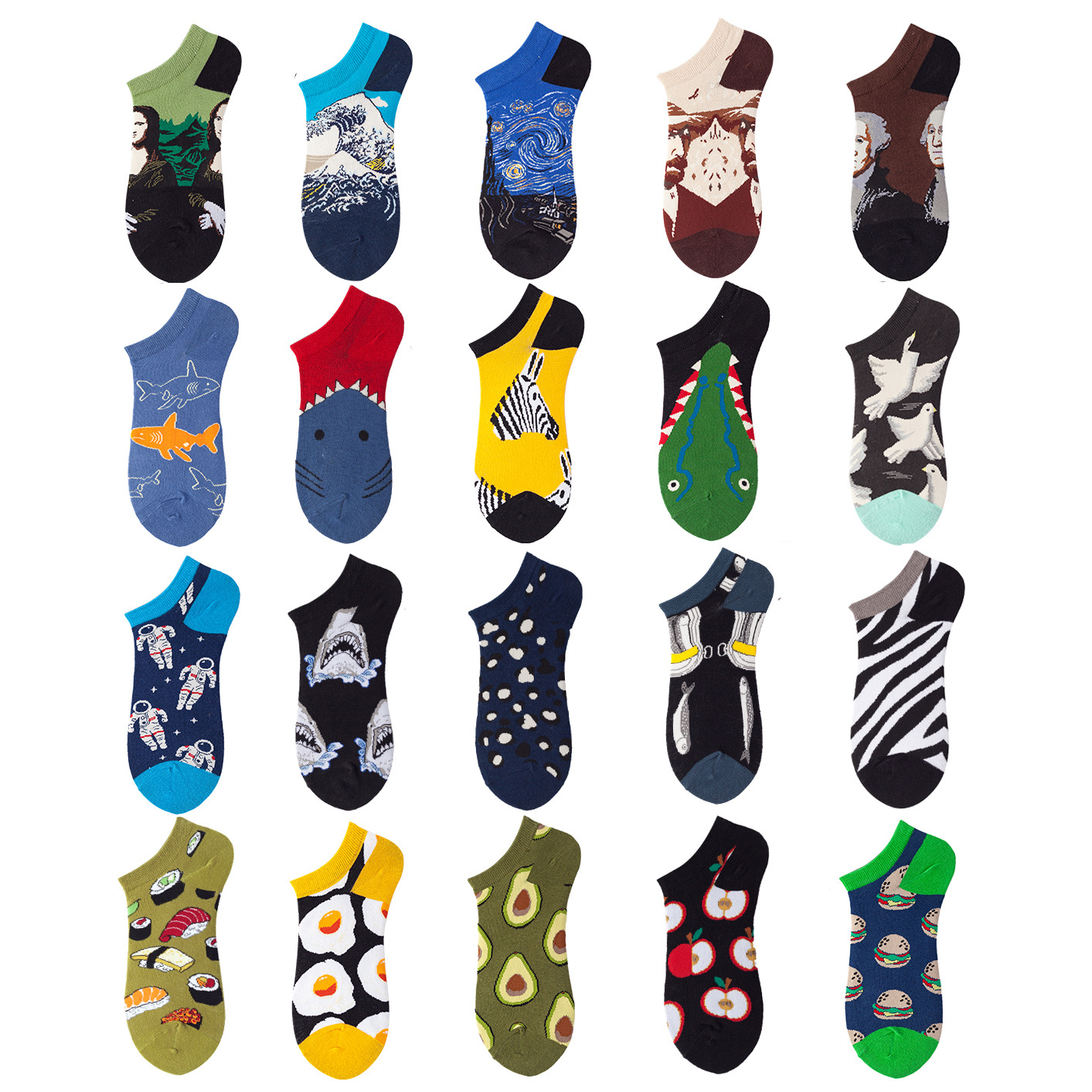 Trendy Socks Ankle Socks Men&#039;s Socks Women&#039;s Spring and Summer Low Cut Thin Socks Oil Painting Avocado Trendy Socks in S