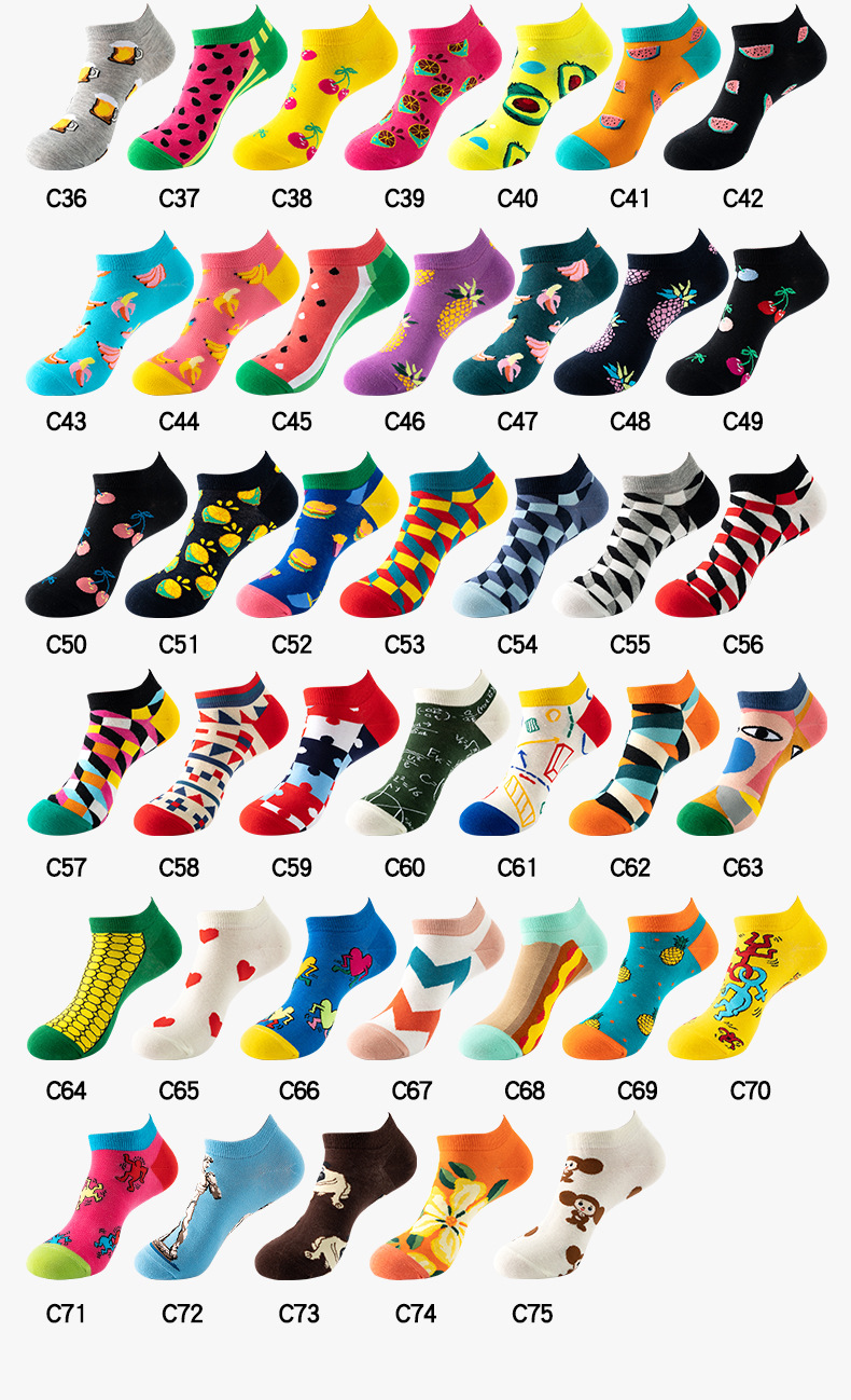 Trendy Socks Ankle Socks Men's Socks Women's Spring and Summer Low Cut Thin Socks Oil Painting Avocado Trendy Socks in S