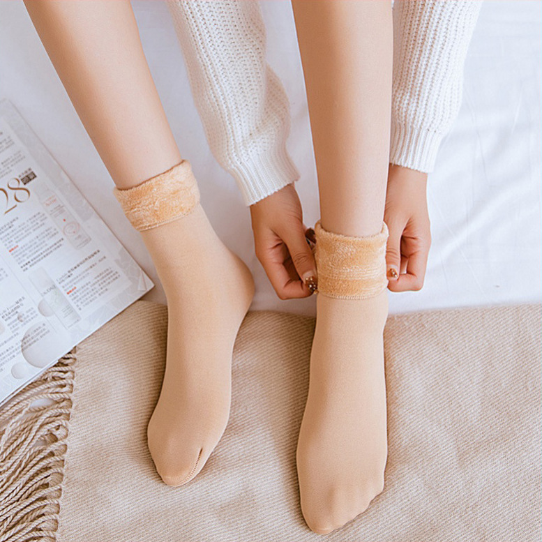 Autumn and Winter Snow Socks Room Socks Men and Women Short Socks Short Tube Fleece Lined Padded Warm Keeping Adult Terry Sock Maternity Socks