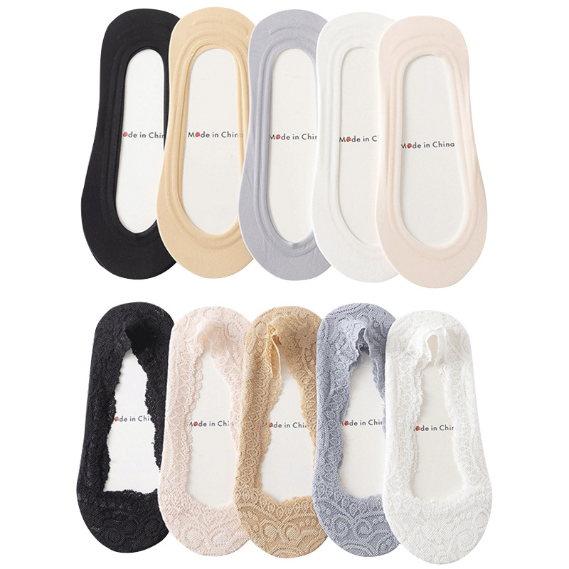 Thin Summer Low Cut Women&#039;s Socks Pure Color Cotton Bottom Silicone NonSlip Korean Invisible Ice Silk Boat Socks Women