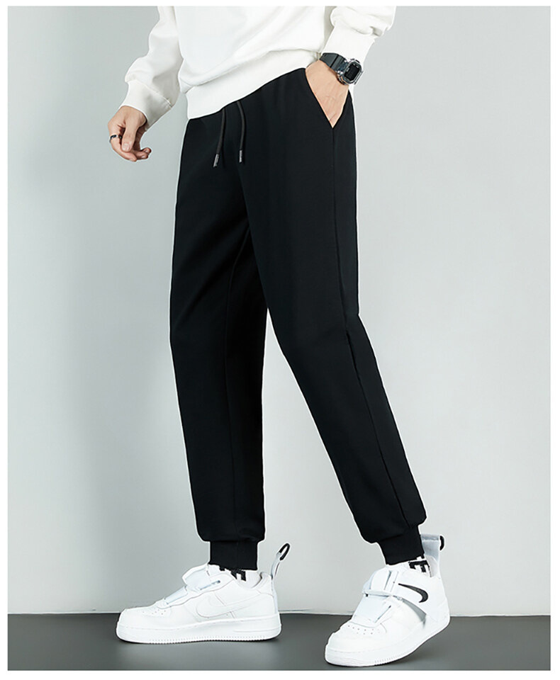 2021 Men's Sweatpants Fleece-Lined Thickened Casual Pants Fashionable Fashion Warm Keeping Pants Versatile Youth Fashion Sports Pants