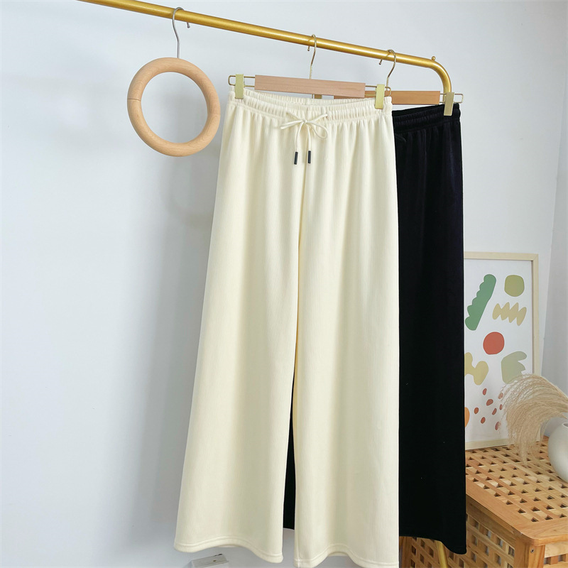 Spring 2022 New Thin Chenille Cream Pants Corduroy Wide-Leg Pants Women&#039;s Loose Straight Slimming Casual Pants